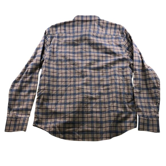 Untuckit Men Shirt Size XL Wrinkle-Free Long Sleeve Flannel Plaid Button Up Blue - Picture 2 of 13